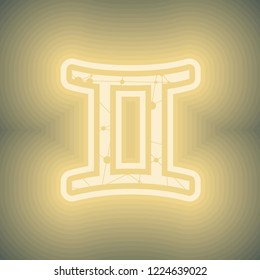 Zodiac symbol textured by connected lines with dots pattern. Sign of the Twins