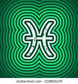 Zodiac symbol textured by connected lines with dots pattern. Sign of the Fish