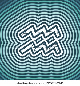Zodiac symbol textured by connected lines with dots pattern. Sign of the Water bearer