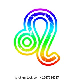 Zodiac symbol textured by connected lines with dots pattern. Sign of the Lion