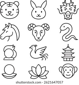 Zodiac Symbols in Clean Line Art