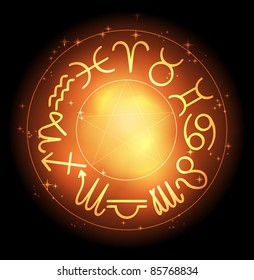 Zodiac symbols with starry light