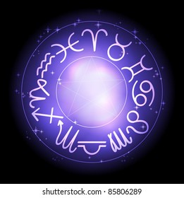 Zodiac symbols with starry light