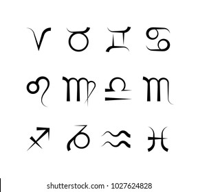 Magic Astrology Zodiac Signs Pictograms Brush Stock Vector (Royalty ...