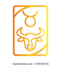 zodiac taurus esoteric tarot prediction card gradient style icon vector illustration