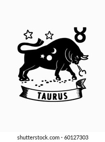 Zodiac - Taurus - Retro Clip Art