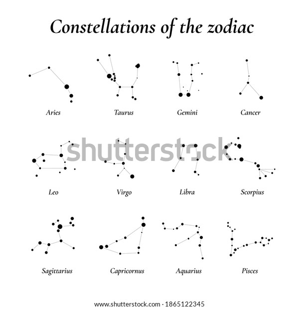 Zodiac Twelve Constellations Zodiac Constellations Lying Stock Vector ...