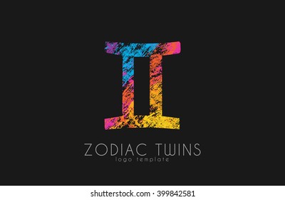 Zodiac twins logo. Twins symbol logo. Creative logo