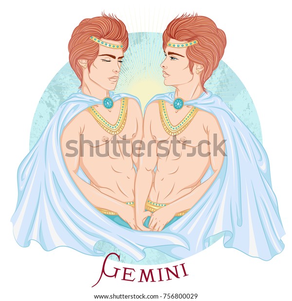 Zodiac Vector Illustration Astrological Sign Gemini Stock Vector Royalty Free 756800029