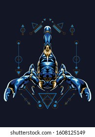 zodiac vector illustration blue with sacred geometry