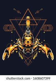 zodiac vector illustration gold scorpion in geometric pattern