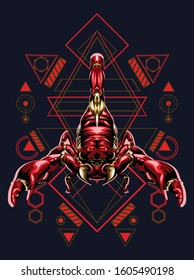 zodiac vector illustration red scorpio horoscopes symbol in geometric pattern