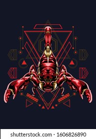 zodiac vector illustration red scorpio horoscopes symbol in geometric pattern