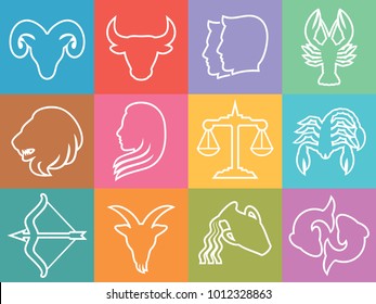 zodiac vector signs (set of horoscope symbols, astrology icons collection)