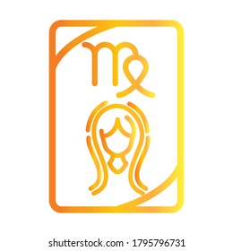 zodiac virgo esoteric tarot prediction card gradient style icon vector illustration