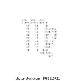 The zodiac virgo symbol filled with black dots. Pointillism style. Vector illustration on white background