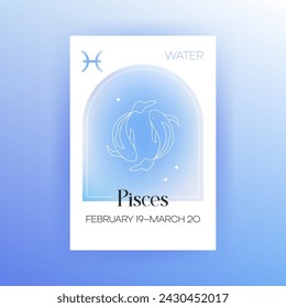 Zodiac Water Pisces. Ilustración vectorial de símbolo celestial. Astrología y predicción del futuro. Gradiente de signo del horóscopo.