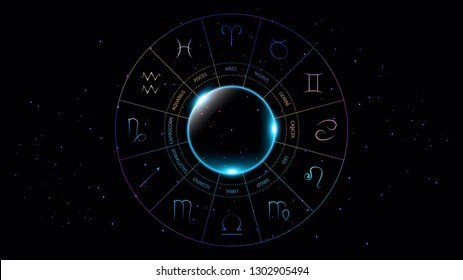 Zodiac wheel circle Zodiac sign icon vector illustration