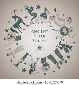 Zodiac wheel in the style of Ancient Greece