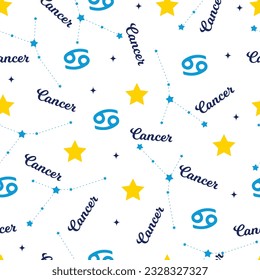 Zodiac Wonders Cancer Magic Vector Seamless Pattern can be use for background and apparel design