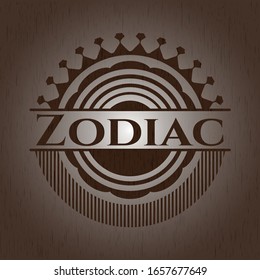 Zodiac wooden emblem. Vector Illustration.