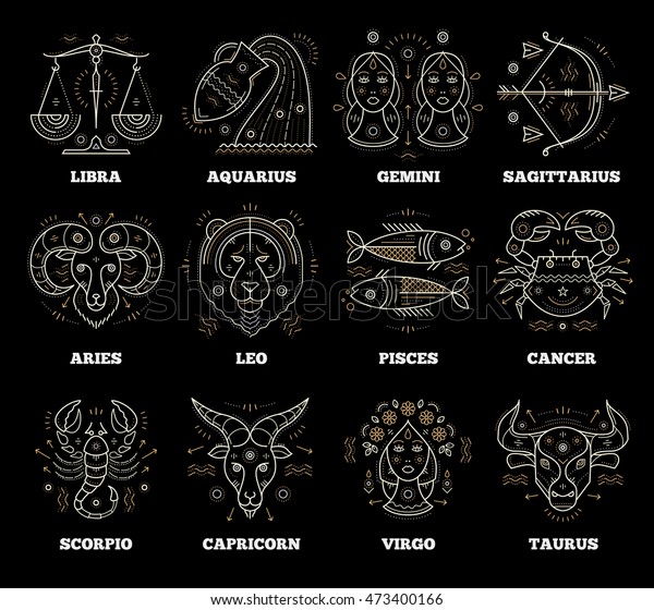 Zodiacal Astrological Symbols Graphic Design Vector Stock Vector ...