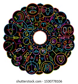 Zodiacal circle with astrology signs for your design. Vector illustration