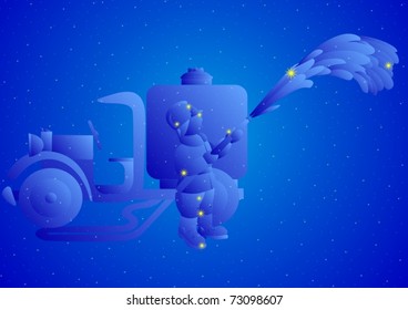 Zodiacal constellation. Abstract image and the arrangement of stars in the zodiacal constellations.