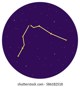 Zodiacal Constellation of Aquarius. Vector icon stars sky. Takes into account the size of the stars in the constellation