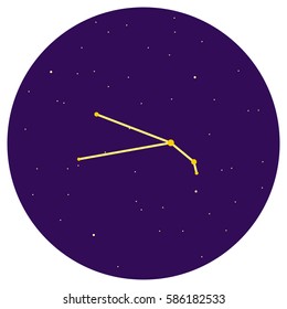 Zodiacal Constellation of Aries. Vector icon stars sky. Takes into account the size of the stars in the constellation