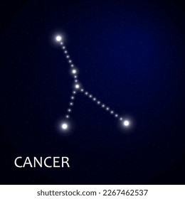 Zodiacal constellation with bright stars. Star sign and dates of birth on deep space background. vector illustration.