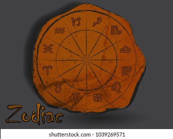 Zodiacal constellation in the form of cave painting, drawings on the rocks.