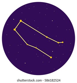 Zodiacal Constellation of Gemini. Vector icon stars sky. Takes into account the size of the stars in the constellation