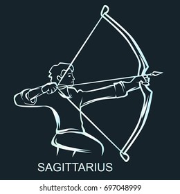 Zodiacal constellation Sagittarius. Flat vector illustration
