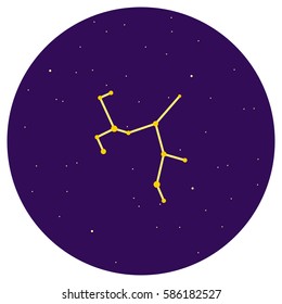 Zodiacal Constellation of Sagittarius. Vector icon stars sky. Takes into account the size of the stars in the constellation