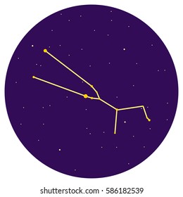 Zodiacal Constellation of Taurus. Vector icon stars sky. Takes into account the size of the stars in the constellation