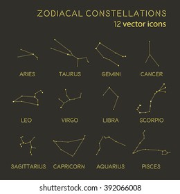 Zodiacal constellations vector icons