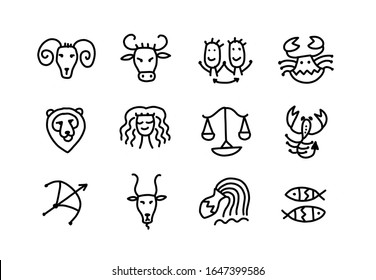 Zodiacal set with astrology signs for your design. Vector illustration