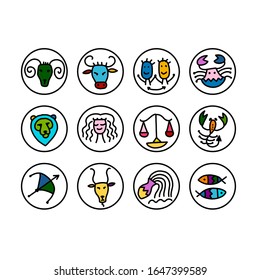 Zodiacal set with astrology signs for your design. Vector illustration