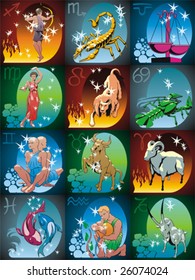 Zodiacal signs and constellations in color