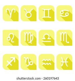 Zodiac,Flat style with long shadows