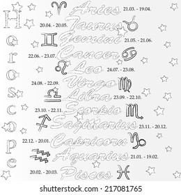 Zodiac.Horoscope symbols.Zodiac . Astrology .
