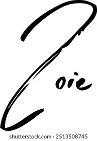 Zoie Name Of Baby Girl Cursive Typography Hand Written Brush Text