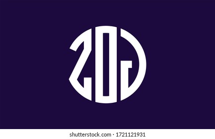 ZOJ Circle Emblem Abstract Monogram Letter Mark Vector Logo Template