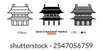 Zojo-ji Buddhist Temple Line Icon.Tokyo_Japan, Silhouette, Color Symbol, Editable Stroke.
