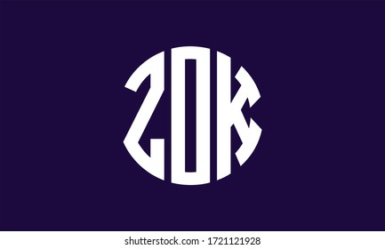ZOK Circle Emblem Abstract Monogram Letter Mark Vector Logo Template