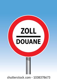 zoll douane road sign, eu customs sign