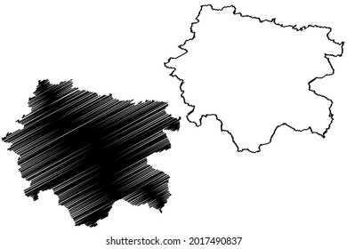 Zollernalbkreis district (Federal Republic of Germany, rural district, Baden-Wurttemberg State) map vector illustration, scribble sketch Zollernalbkreis map