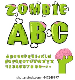 Zombie ABC. Bones And Brains. Horror Monster Font. 