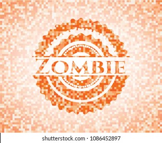  Zombie abstract orange mosaic emblem with background